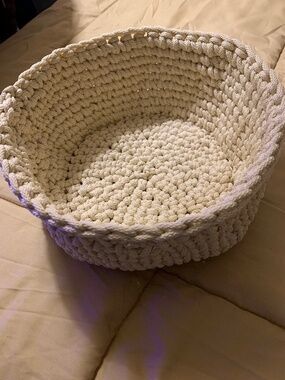 Cream Crocheted handmade basket - made with macrame cord - New